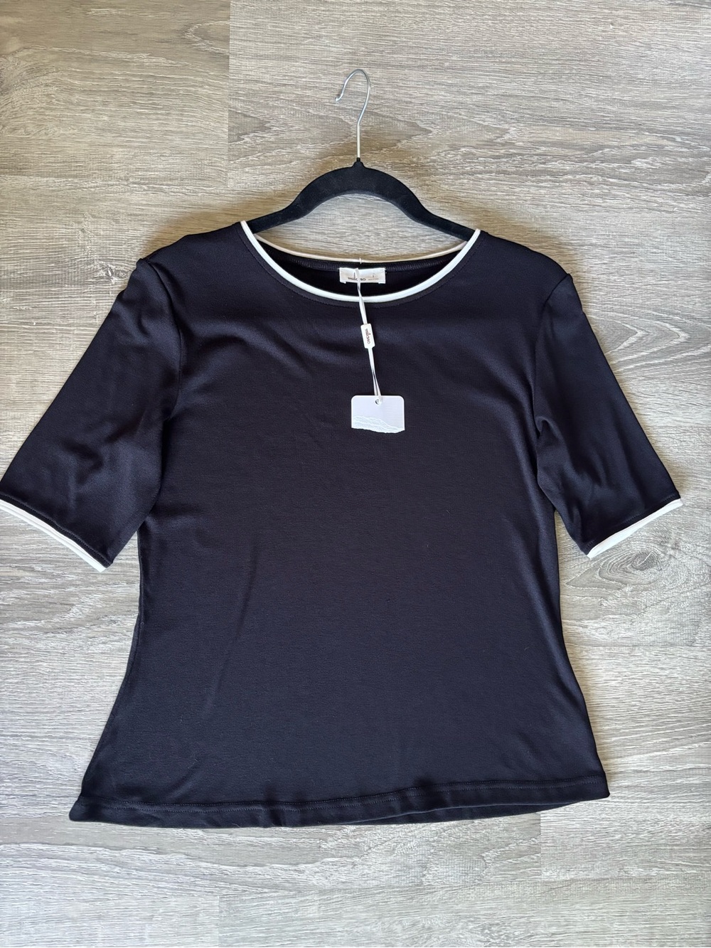 Milano Black Short Sleeve Tee with White Trim
